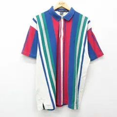 L/古着 ノーティカ 半袖 ブランド ポロ シャツ メンズ 90s ワンポイントロゴ 鹿の子 コットン 青他 ブルー ストライプ 25apr26 中古 トップ