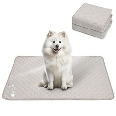 STVICTORY ペット用ひんやりマット 2枚セット ペット用冷感シーツ クールマット おしっこマット 防水 速乾 滑り止め 丸ごと洗える 繰り返し利用可能 暑さ対策 犬用 猫用（グレイッシュベージュ100x67cm ）