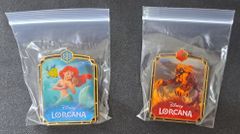 ディズニー・ロルカナ　ピンバッジ（アリエル・沈品収集家） ピンバッジ（スカー・焦熱の野心家）　各1個