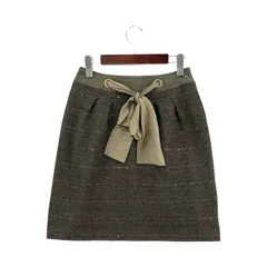 JUSGLITTY ジャスグリッティー ウエストリボンスカート size2/カーキ レディース