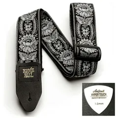 ERNIE BALL アーニーボール ギター ストラップ JACQUARD STRAP SILVER ORLEANS EB 4150 ★ピック付き