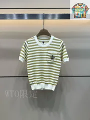 【今日WTO】Dior 25 夏季 ストライプ刺繍 ニット半袖-BZ26