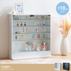 数量限定 お洒落 コレクションケース 幅80cm×奥行18cm ディスプレイラック 飾り棚 キャビネット ガラス 扉 ホワイト ブラック
