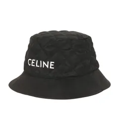 【美品】CELINE セリーヌ ハット サイズ:L / ロゴ キルティング パテッド ナイロン バケット ハット (2AUB0930C) / ブラック 黒 / フランス製 / ブランド 帽子【メンズ】【中古】