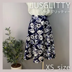 【🌸売り尽くし🌸】JUSGLITTY（ジャスグリッティ）スカート　ネイビー　花柄　エレガント　華やか　XSサイズ