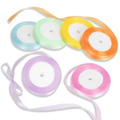 ANZOBEN リボン 包装 サテンリボン ラッピングリボン 6色セット 10mm 約22m/巻き カラフル 詰め合わせ ハンドメイド用リボン ちょう結び 手芸 ラッピング 花材 手作り 結婚式 工芸品 ギフトリボン（10mm-蛍光色）