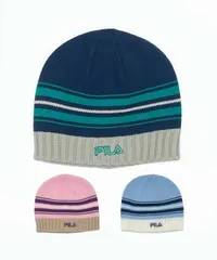 【ムラスポ公式】新品 FILA フィラ キッズ ビーニー ニット帽 ロゴ FLK STRIPE BEANIE 243013550のサムネイル