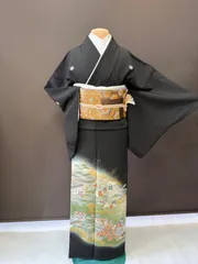 着物まとめ売り　留袖5枚 着用可能 楽天市場】留袖 レンタル mito_544 / 扇面に鳳凰熨斗 黒留袖