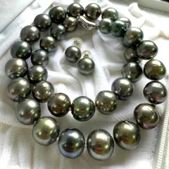黒蝶真珠/アコヤパール ネックレス 7mm-12.5mm テリ最強◎ 糸替え◎テリ