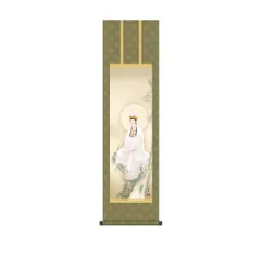 掛け軸 玉峰 岩上観音 絹本 希少 軸装 茶道具 掛軸 美品 です。 掛け軸 岩上観音◇川島玉峰（真作・新品）