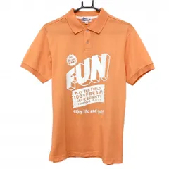 ジャックバニー 半袖ポロシャツ オレンジ×白 フロントプリント  メンズ 5(L) ゴルフウェア Jack Bunny
