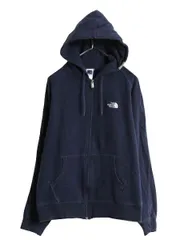 【お得なクーポン配布中!】 ノースフェイス フルジップ スウェット フード パーカー メンズ М 古着 The North Face アウトドア トレーナー 裏起毛 ロゴ 刺繍 ネイビー