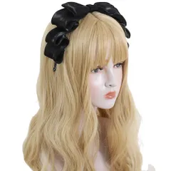 [FUPUTWO] カチューシャ リボン ヘッドドレス ロリータ コスプレ レディース 萌え 髪飾り (ブラック) [ブラック]