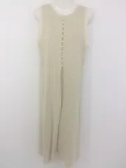 ◇ Lian リアン 前後2way ロング ニット ジレ ベスト サイズF ベージュ モスグリーン系 レディース E  【1304050004605】