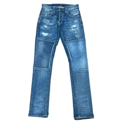 NUDIE JEANS GRIM TIM 1003795 クラッシュ＆リペア スリム テーパードデニム メンズS サイズW28 ヌーディージーンズ
