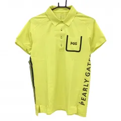 【超美品】PGGパーリーゲイツ 半袖ポロシャツ イエロー×黒 サイドロゴ 胸ポケット付 メンズ 4(M) ゴルフウェア PEARLY GATES