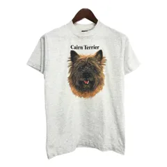 90年代 USA製 アニマルプリント 犬 ケアーン・テリア 半袖Ｔシャツ グレー (メンズ M) 中古 古着 T4625のサムネイル