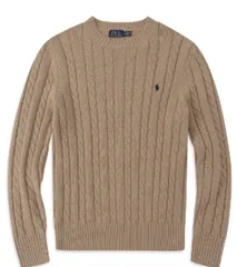 [POLO RALPH LAUREN] (ポロ ラルフローレン) メンズ コットン ケーブルニット クルーネックセーター ワンポイント [並行輸入品]