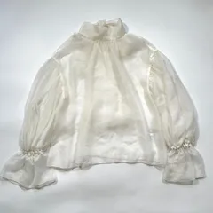 美品 anuans アニュアンス シアーボウタイ ボリュームブラウス ホワイト