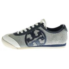 TORY BURCH (トリー バーチ) エナメルロゴ スウェード ローカットスニーカー レディース グレー/ネイビー