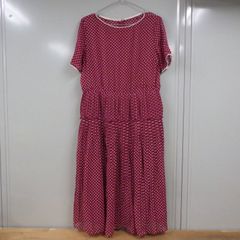 昭和 レトロ 水玉 ワンピース 赤 80's ドット シアー シースルー プリーツ 併売