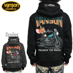 バンソン VANSON トムとジェリー TJV-2533 裏毛フルジップ パーカー バイクジェリー フーディ スウェット トップス メンズ tjv-2533