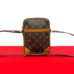 極 美品 LOUIS VUITTON ルイヴィトン ダヌーブ モノグラム ロゴ 柄 レザー 本革 ミニ ショルダーバッグ ポシェット ブラウン 茶 42241