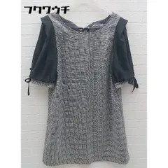 ◇ NICE CLAUP ナイスクラップ チェック柄 半袖 ミニ ワンピース グレー ブラック レディース 【中古】 【1002801626860】