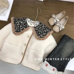 最終price❤︎30%OFF 韓国子供服 花柄 コート ジャケット アウター　ボア キッズ ベビー 120cm　リトルブルーム