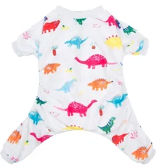 CuteBone 犬 服 ペット 部屋着 可愛い 恐竜柄 ルーム ウェア 小型犬 着物 白