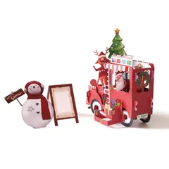 【数量限定】彫刻の効果 グリーティングカード サンタ 3D クリスマス飾り クリスマス ポップアップカード ツリー シカ カード 封筒付き 1枚セット 立体 レッド (Merry クリスマスカード Christmas)