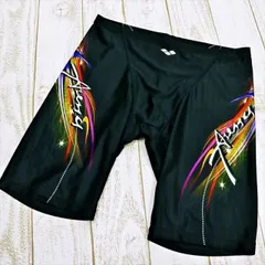 SE2-S64☆arenaアリーナ競泳水着 XL *大きいサイズキラキラ超クール ハーフスパッツ 惹きつける魅力的 黒黄色赤      メンズ 練習用水着 フィットネスジムプール■