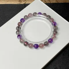 上品 EU製 ★スーパーセブン★パワーストーン ブレスレット 天然石 原石 お守り 7.8-8.2mm ZB1012