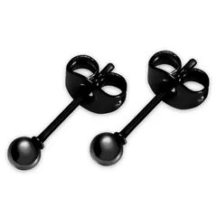 サージカルステンレス 金属アレルギー対応 シンプル ボール 2個セット 両耳用 ブラック