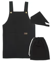 新品 [ニシキ] キッズエプロン 子供用 ３点セット (エプロン 三角巾 巾着袋) 綿100％ 肌に優しい 薄手 男の子 女の子 ポケット付き (100cm～120cm/120cm～140cm/140cm～160cm)