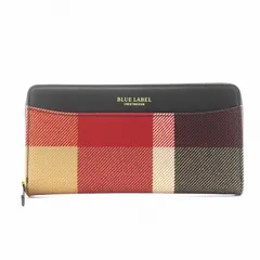 ブルーレーベルクレストブリッジ BLUE LABEL CRESTBRIDGE 長財布 小銭入れ ラウンドファスナー チェック柄 赤 レッド 黒 ブラック /AN6