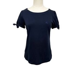中古 バーバリーブルーレーベル BURBERRY BLUELABEL 半袖 カットソー Tシャツ クリーニング済み ネイビー レディース サイズ38