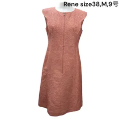 ◇ルネ Rene ワンピース ロング ノースリーブ コットン TISSUE 赤系 38、M、9号 レディース S5S678