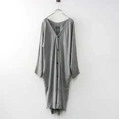 プランテーション Plantation Vネックニットロングカーディガン M＼グレー レーヨン コットン シルク ドルマン【2400014582635】