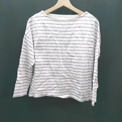 ◇ ROPE PICNIC クルーネック ボーダー柄 薄手 大人カジュアル 長袖 Ｔシャツ サイズ38 パープル レディース E  【1309040056817】