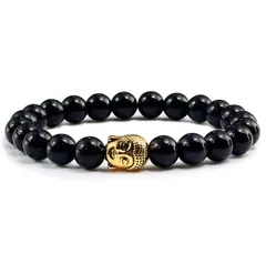 仏頭 祈り ブレスレット ブラック ゴールド ユニセックス 仏 仏教 ブッタ 神 宿る 宗教 神 神話 幸運 魔除け 縁起物 ギフト 贈り物 新品