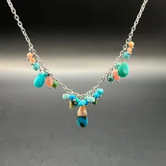 天然石 ターコイズとインカローズのネックレス 316lサージカルステンレス fr733