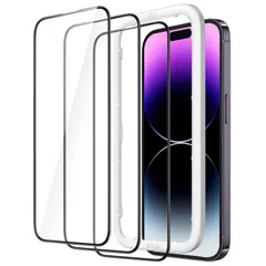 【新着商品】強化ガラスフィルム 黒縁 全面保護フィルム 6.7インチ用) ガイド枠付き Max ケースに干渉なし Pro HDクリア iPhone14promax(iPhone14 3枚セット JEDirect