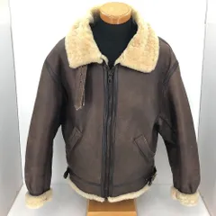 05w05471 原宿マザー/HARAJUKU MOTHER  シープスキン ムートン フライトジャケット/レザージャケット  B-3  ブラウン L  ウルグアイ製 メンズ  ミリタリージャケット  羊革  【中古品】
