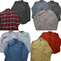 古着卸 まとめ売り チャップス CHAPS 長袖シャツ 10枚セット (メンズ Ｍ ) チェック ストライプ 無地 ワンポイント 中古 古着 MZ5114