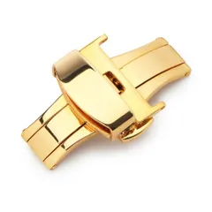 ☆ ゴールド ☆ バックル20mm ☆ プッシュ式Ｄバックル 500lp23 腕時計ベルト 部品 プッシュ式 Ｄバックル 腕時計用バックル バックル 時計バンド 時計尾錠 時計バックル 腕時計 金具 革ベルト ステンレス 両開き 観音開き 高級