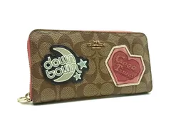 ■美品■ COACH コーチ C6995 シグネチャー PVC ラウンドファスナー 長財布 ウォレット ブラウン系 DJ5166