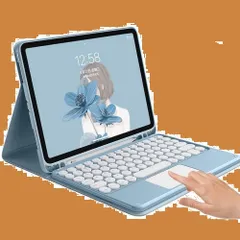 【特価セール】トラックパッド付き キーボード付き ケース 6 mini mini Pencil収納深緑 mini 7 iPad iPad iPad 丸型キー 可愛い タッチパッド付き キーボード 第7/6世代 Pro、2024) (A17 キーボードケース m