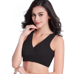 ☆ ブラック ☆ サイズXL ☆ 授乳ブラ マタニティ下着 ノンワイヤー下着 ブラジャー 胸パッドなし マタニティブラ 妊婦 産後 フルカップ 下着 アンダーウェア コットン 綿 インナーウェア レディース 大人 オシャレ かわいい