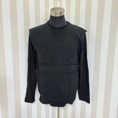 ★ JIL SANDER ジル サンダー レイヤード スウェットシャツ ロンT ニット ブラック系 メンズ 生地切替 サイズ:L 表記 NO170